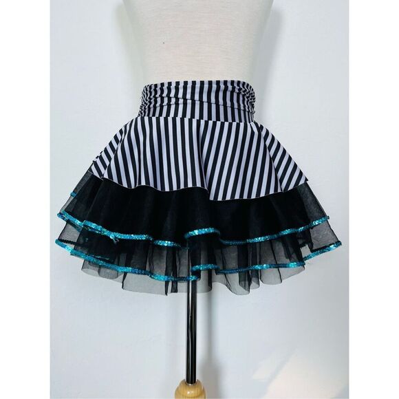 Revolution Girls 10/12 (MC) All You’ve Got Striped Sequined Dance Costume Skort - Picture 4 of 11